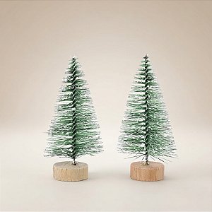 Mini Árvores Pinheiros de Natal Decorativas - Verde - 4,5x10x4,5cm - 2 unidades - Cromus - Rizzo