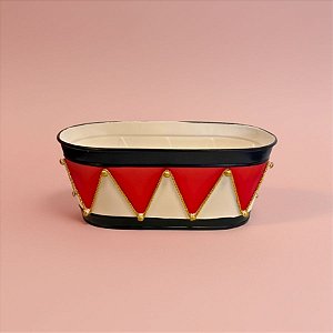 Cachepot de Metal - Geometric - Vermelho/Branco - 24,5x10x13cm - 1 unidade - Cromus - Rizzo