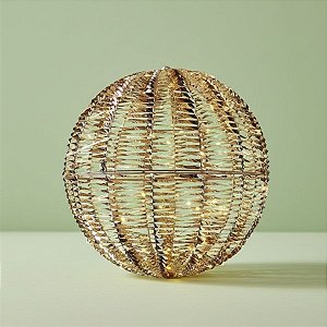 Bola de Natal Vazada com Led - Champagne - 240 leds - 75cm - Bivolt - 1 unidade - Cromus - Rizzo