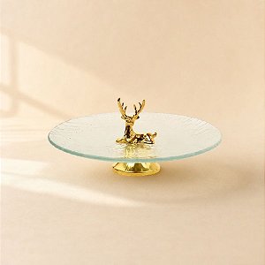 Bailarina Giratoria com Rena de Natal - Ouro - 20x20x4cm - 1 unidade - Cromus - Rizzo
