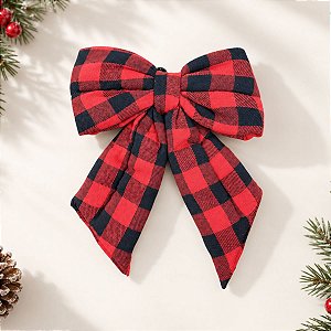 Laço Decorativo Xadrez Vermelho e Preto M - 28cm - 1 unidade - Rizzo