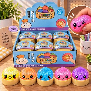 Squishy Bolinho Rainbow com Glitter - Mystery Dumpling - Antiestresse - Surpresa - 1 unidade - Rizzo