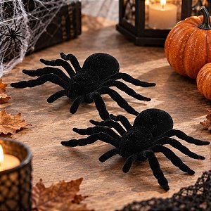 Enfeite Decorativo de Halloween - Aranha Aveludada - 11cm  - 2 unidades - PartiuFesta - Rizzo