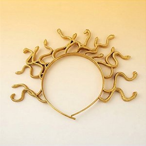 Tiara de Halloween - Medusa Ouro - 16x17cm - 1 unidade - Rizzo