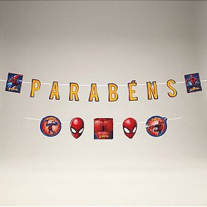 Faixa Parabéns - Homem Aranha - Animação - 115x18cm - 1 unidade - Disney Original - Rizzo