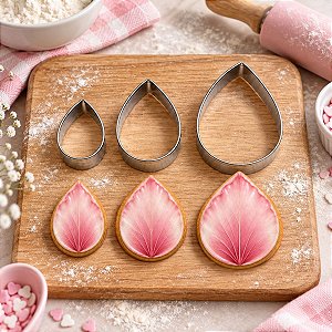 Kit Cortadores Pétalas Rosa - Ref.669 - 6x4x3cm - 3 unidades - RR Cortadores - Rizzo