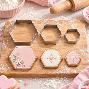 Kit Cortadores Hexágono - Sextavado - Ref.675 - 7x5x3cm - 3 unidades - RR Cortadores - Rizzo