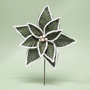 Poinsétia Decorativa - Verde e Branco - 35x31cm - 1 unidade - Cromus - Rizzo