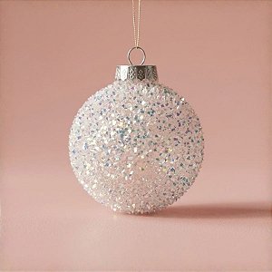Bola de Natal - Prata com Glitter - 15cm - 1 unidade - Cromus - Rizzo