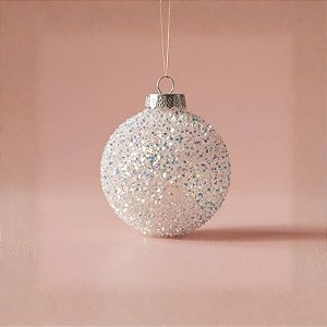 Bola de Natal - Prata com Glitter - 12cm - 1 unidade - Cromus - Rizzo
