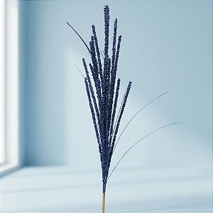 Galho Decorativo de Natal - Azul Marinho com Glitter - 57x40cm - 1 unidade - Cromus - Rizzo