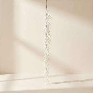 Galho Decorativo de Natal - Longo Branco e Dourado - 125x17cm - 1 unidade - Cromus - Rizzo