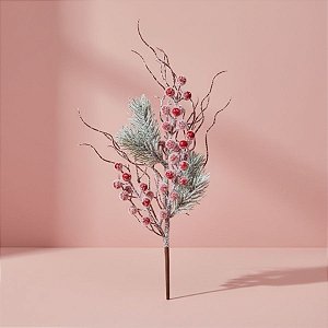 Galho Decorativo de Natal - Rosa - 55x20cm - 1 unidade - Cromus - Rizzo