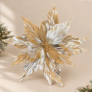 Poinsétia Decorativa - Metalizado Ouro 2 - 35x30cm - 1 unidade - Cromus - Rizzo
