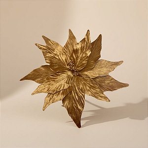 Poinsétia Decorativa - Metalizado Ouro - 35x30cm - 1 unidade - Cromus - Rizzo