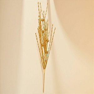 Galho Decorativo de Natal - Ouro com Poa - 94x15cm - 1 unidade - Cromus - Rizzo