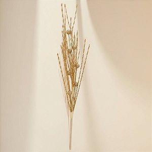 Galho Decorativo de Natal - Champagne com Poa - 94x15cm - 1 unidade - Cromus - Rizzo
