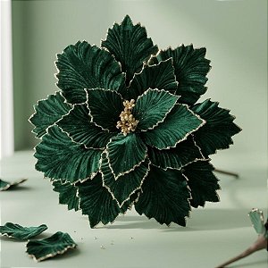 Poinsétia Decorativa - Verde com Glitter - 36x33cm - 1 unidade - Cromus - Rizzo