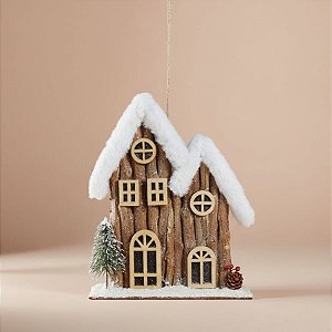 Casinha Decorativa de Natal - Marrom - 23,5cm - 1 unidade - Cromus - Rizzo