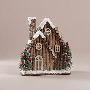 Casinha Decorativa de Natal - Marrom - 27cm - 1 unidade - Cromus - Rizzo