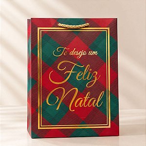 Sacola de Papel de Natal - Te Desejo um Feliz Natal - 27cm  - 1 unidade - Rizzo