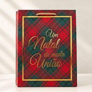 Sacola de Papel de Natal - Um Natal de Muita União - 27cm  - 1 unidade - Rizzo