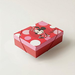 Caixa Retangular com Tampa e Elástico - Minnie Balls - P 24x18x8  - 1 unidade - Disney Original - Rizzo