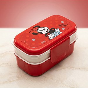 Marmita Hermética com Divisória - Bento Box - Minnie Mouse - 19,5x11x10cm - 1 unidade - Disney Original - Rizzo