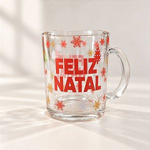 Caneca de Vidro de Natal - Flocos de Neve - 335ml  - 1 unidade - Rizzo