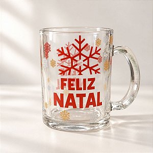 Caneca de Vidro de Natal - Feliz Natal - 335ml  - 1 unidade - Rizzo