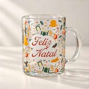 Caneca de Vidro de Natal - Presentes - 335ml  - 1 unidade - Rizzo