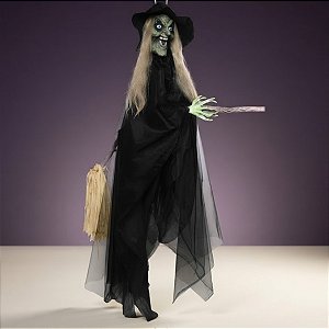 Enfeite Decorativo De Halloween Com Som e Luz - Bruxa Safira - 1m - 1 unidade - Cromus - Rizzo