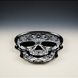 Bandeja Decorativa de Halloween - Caveira Com Teia - 24x30cm - 1 unidade - Cromus - Rizzo