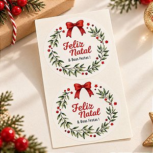 Adesivo Decorativo de Natal - Feliz Natal e boas Festas - Ref.2568 - 4x4cm - 60 unidades - Stickr - Rizzo