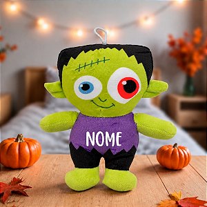 Pelúcia Frankstein Personalizado com Nome - Verde e Roxo - Halloween - 20,5cm - 1 unidade - Rizzo