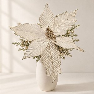 Poinsétia Decorativa - Chá - 43cm - 1 unidade - Cromus - Rizzo