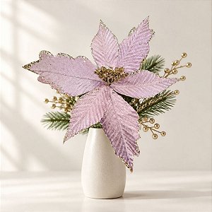 Poinsétia Decorativa - Lilás - 42cm - 1 unidade - Cromus - Rizzo