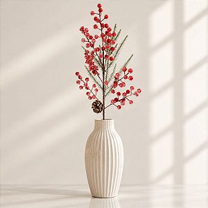 Galho Decorativo de Natal - Berry - Vermelho - 67cm  - 1 unidade - Cromus - Rizzo