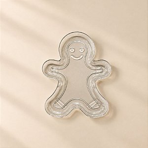 Bandeja Decorativa de Natal - Boneco Gingerbread - Transparente - 21,5cm - 1 unidade - Rizzo