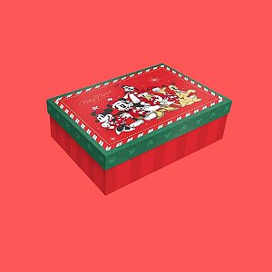 Caixa Retangular para Presente - Natal Disney - 27x21x10cm - 10 unidades - Disney Original - Rizzo