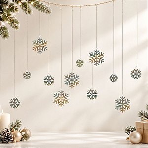 Enfeite de Natal para Pendurar - Flocos de Neve - 10x13,2x21cm - 12 unidades - Regina - Rizzo