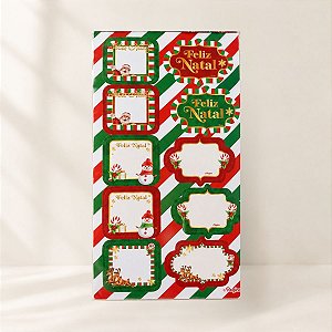 Etiqueta Adesiva Decorativa de Natal - 6,4x4,8cm x 4,5x4,5cm - 10 unidades - Regina - Rizzo