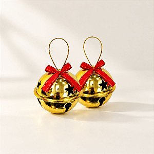 Enfeite Para Pendurar de Natal - Guizo Dourado - 6cm - 2 unidades - Rizzo