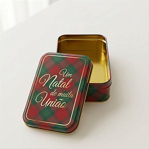 Lata de Metal de Natal - Muita União - 12,65x8,85x4,5cm - 1 unidade - Rizzo