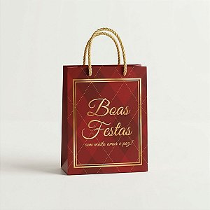 Sacola de Papel de Natal - Boas Festas - 12x6,5x16cm - 1 unidade - Rizzo