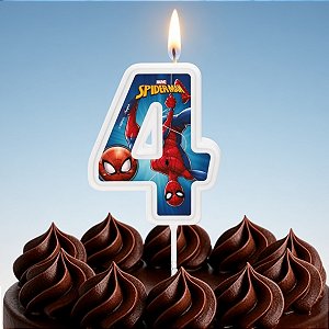 Vela Pick - Spider Man Animação Nº4 - 13cm - 1 unidade - Disney Original - Rizzo