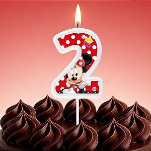 Vela Pick - Minnie Red Nº2 - 13cm - 1 unidade - Disney Original - Rizzo