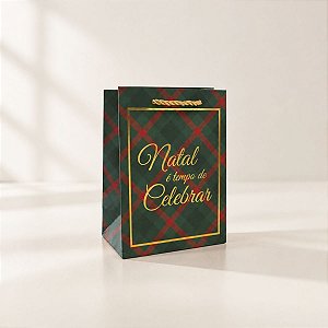 Sacola de Papel de Natal - Natal é Tempo de Celebrar - 12x6,5x16cm - 1 unidade - Rizzo