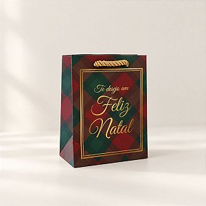 Sacola de Papel de Natal - Te Desejo um Feliz Natal - 12x6,5x16cm - 1 unidade - Rizzo