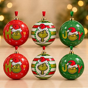 Bola de Natal - Grinch - 6cm - 6 unidades - Cromus - Rizzo